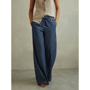 REISS Carter Denim Look Wide Leg Trousers